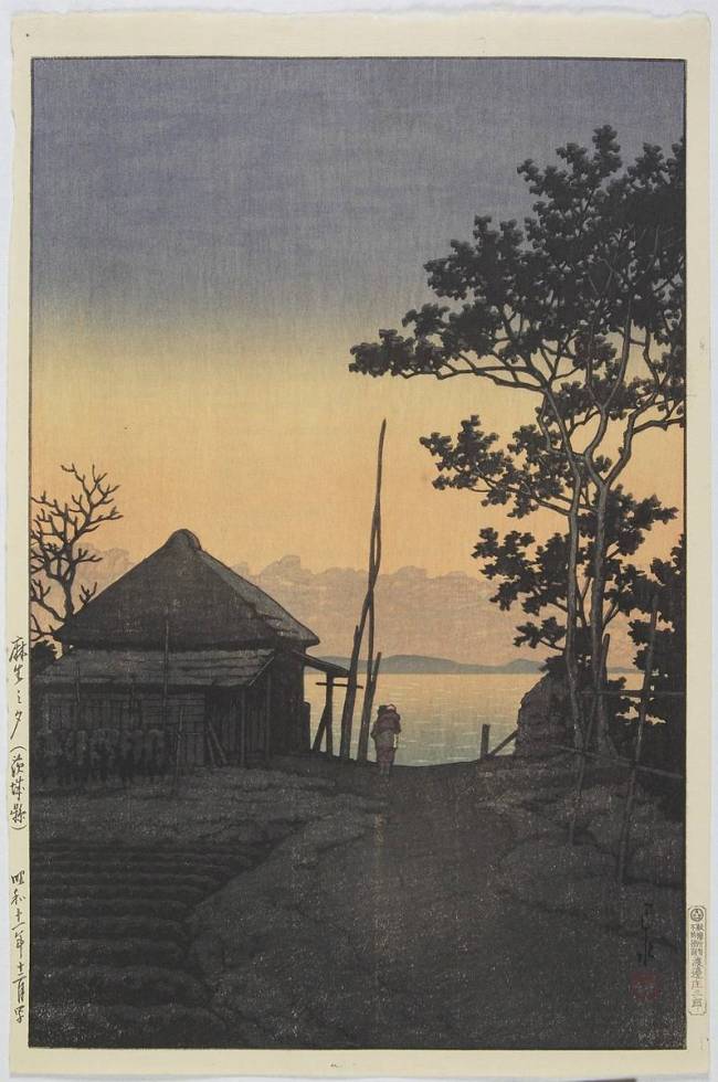 Evening at Aso in Ibaraki Prefecture, December 1937 by Hasui Kawase – Art  print, wall art, posters and framed art