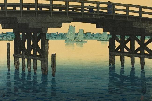 Kamino Bridge, Fukagawa, from the series "Twelve Scenes of Tokyo" (Tokyo junidai, Kaminohashi) Hasui Kawase