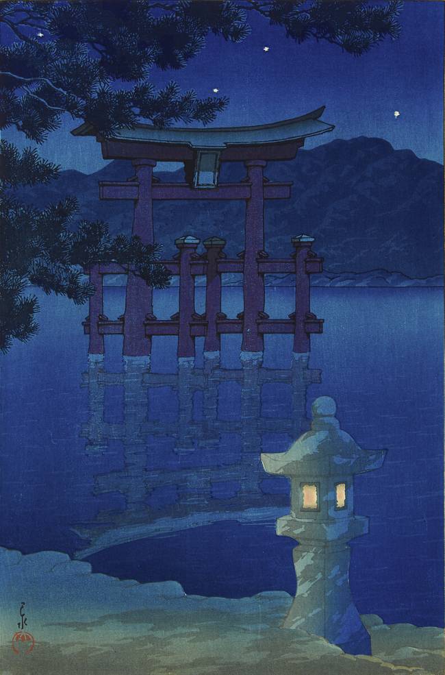 Starry Night near Miyajima Hasui Kawase