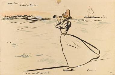 Au bord de la mer, Marianne regarde un navire disparaître (Jean-Louis Forain) - Muzeo.com