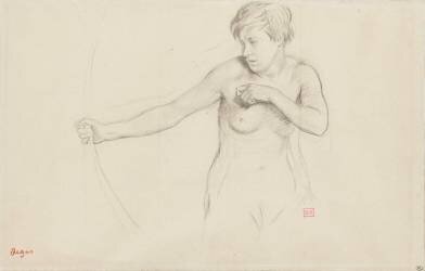 Jeune fille nue, à mi-corps, tirant à l'arc (Edgar Degas) - Muzeo.com