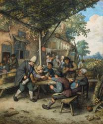 Buveurs sous une treille (Adrien van Ostade) - Muzeo.com