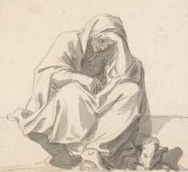 Femme affligée assise (Charles Le Brun) - Muzeo.com