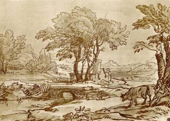 Landscape with bridge (Claude Gellée) - Muzeo.com