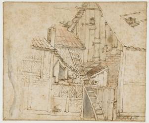 Cour de ferme avec échelle dans un mur (Adrien van Ostade) - Muzeo.com