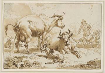 La vache couchée près de la vache qui pisse (anonymous) - Muzeo.com