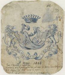 Modèle de blason aux armes de la famille O'Gorman d'Hoffelize (Emile Gallé) - Muzeo.com