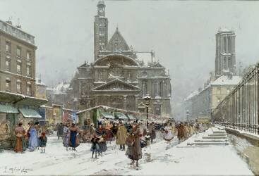 L’Eglise St-Etienne (Eugène Galien-Laloue) - Muzeo.com