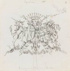 Modèle de blason aux armes de la famille Pandin de Narcillac et de Lussaudiere (Emile Gallé) - Muzeo.com