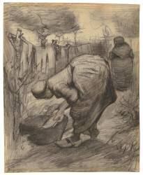 Peasant with Wash Basin in a Garden (Vincent van Gogh) - Muzeo.com