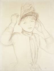Young Woman Arranging her Hat (Auguste Renoir) - Muzeo.com