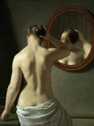 A Nude Woman doing her Hair in front of a Mirror (Christoffer Wilhelm Eckersberg) - Muzeo.com