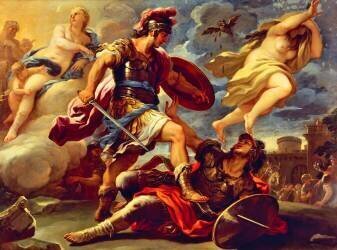 Aeneas defeats Turnus (Luca Giordano) - Muzeo.com