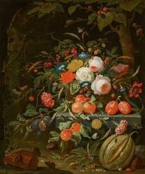 Flowers and Fruit (Abraham Mignon) - Muzeo.com