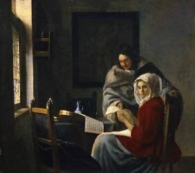 Girl interrupted at her music (Johannes Vermeer) - Muzeo.com