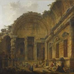 Interior of the Temple of Diana in Nîmes (Hubert Robert) - Muzeo.com
