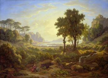 Italian Landscape at Sunset (Johann Martin von Rohden) - Muzeo.com