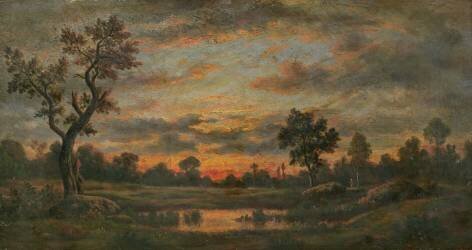 Landscape at sunset (Théodore Rousseau) - Muzeo.com