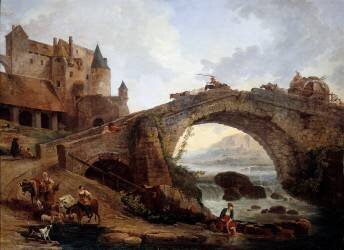 Landscape with Bridge (Hubert Robert) - Muzeo.com