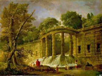 Pavilion with Cascade (Hubert Robert) - Muzeo.com