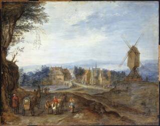 Paysage au moulin à vent (Jan Brueghel the Elder) - Muzeo.com