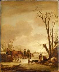 Paysage d'hiver avec couple conversant (Isaak van Ostade) - Muzeo.com