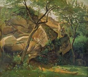 Rocks at Fontainebleau (Jean-Baptiste Camille Corot) - Muzeo.com