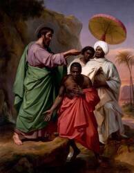 Saint Philippe baptisant l'eunuque de la reine d'Ethiopie sur le chemin de Jérusalem à Gaza (Abel de Pujol) - Muzeo.com
