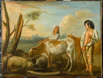 Scène rustique. L'abreuvoir (Allotte) - Muzeo.com