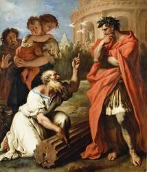 Tarquin the Elder consulting Attius Navius (Sebastiano Ricci) - Muzeo.com