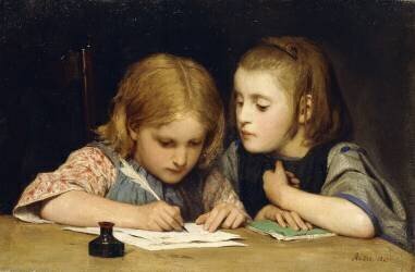 The Lesson (Albert Anker) - Muzeo.com