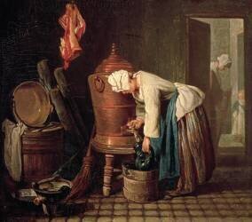 Woman Drawing Water from a Copper Cistern (Jean Siméon Chardin) - Muzeo.com