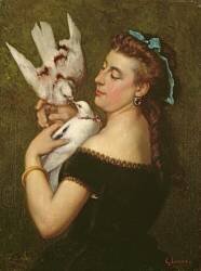 Woman with Pigeons (Gustave Courbet) - Muzeo.com