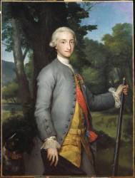 Charles IV, roi d'Espagne (1748-1819), alors prince des Asturies, représenté en habit de chasse (Anton Raphaël Mengs) - Muzeo.com