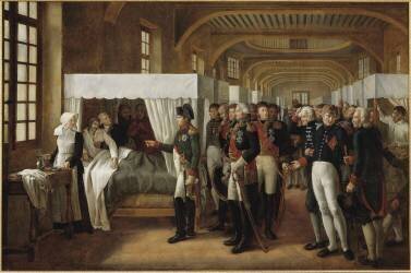 Napoléon Ier visitant l'infirmerie des Invalides, 11 février 1808 (Alexandre Veron-Bellecourt) - Muzeo.com