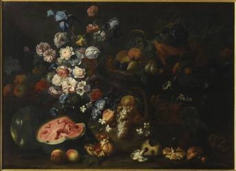 Nature morte. Fleurs, fruits et légumes (anonymous) - Muzeo.com