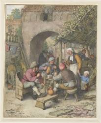 Une cour d'auberge (Adrien van Ostade) - Muzeo.com