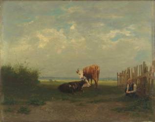 Vaches au pâturage (Jean-Alfred Desbrosses) - Muzeo.com