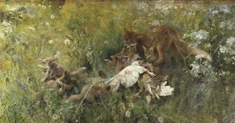 A Fox Family (Bruno Liljefors) - Muzeo.com