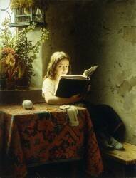 A Girl Reading (Johann Georg Meyer) - Muzeo.com