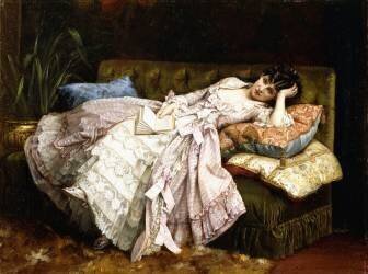 A Reclining Beauty (Auguste Toulmouche) - Muzeo.com