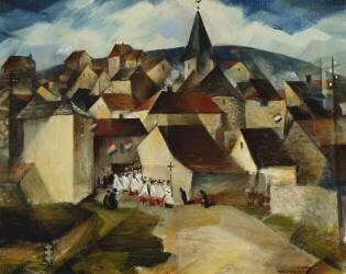 A Village Procession (Christopher Nevinson) - Muzeo.com