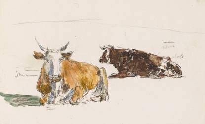 Deux boeufs couchés (Eugène Boudin) - Muzeo.com