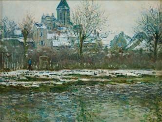 Effet de neige à Vétheuil ou Eglise de Vétheuil neige (Claude Monet) - Muzeo.com