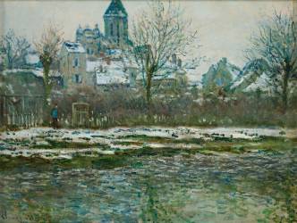 Effet de neige à Vétheuil ou Eglise de Vétheuil neige (Claude Monet) - Muzeo.com
