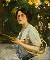 Eileen Lavery Holding a Tennis Racket (John Lavery) - Muzeo.com