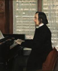 Erik Satie playing the harmonium (Santiago Rusiñol) - Muzeo.com