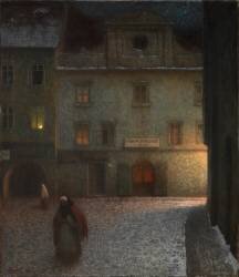Evening Street (Jakub Schikaneder) - Muzeo.com