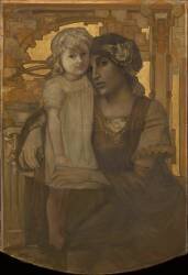 Femme et fillette (Paul Cauchie) - Muzeo.com