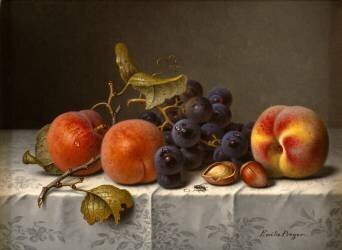 Früchtestillleben mit Haselnüssen (Emilie Preyer) - Muzeo.com